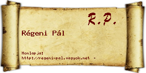 Régeni Pál névjegykártya